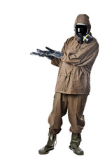 Man in Hazard Suit promoting something
