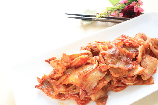 Korean cuisine, pork and kimichi stir fried