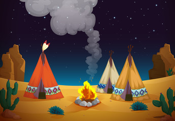 tent house and fire