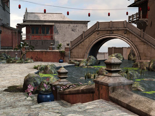 Ulice azjatyckiego miasteczka © Obsidian Fantasy