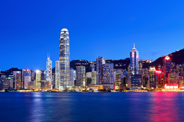 Obraz premium Hongkong nocą