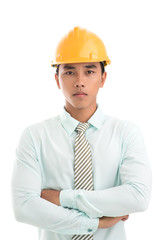 Formalwear and hardhat