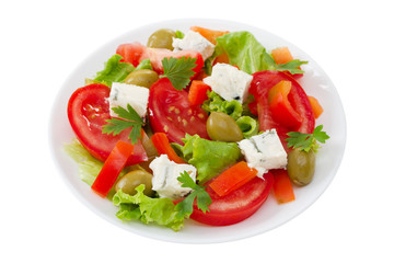 salad with cheese gorgonzola on the plate