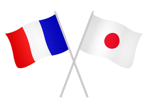 Drapeaux de l&rsquo;alliance France-Japon