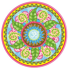 Vector illustrated leafy mandala