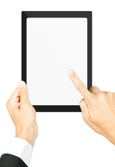 Man's holding a tablet