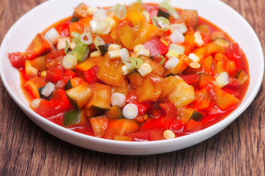 Vegetables stew with tomatoes sauce