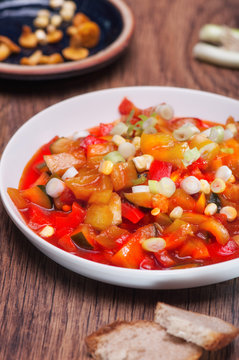 Vegetables stew with tomatoes sauce