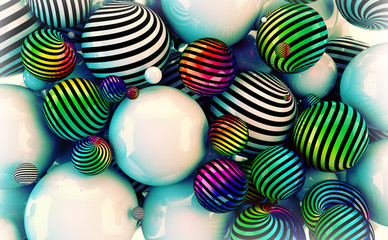 imagen 3d de pelotas,estilo vintage © C.Castilla