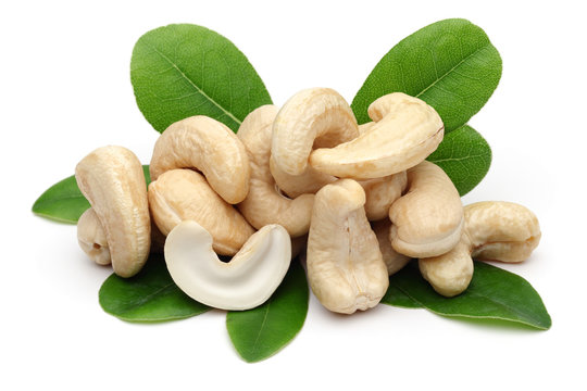 Cashews and leaves