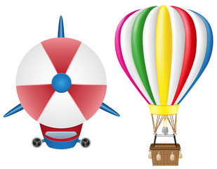 airship zeppelin and hot air balloon vector illustration © kontur-vid