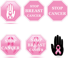STOP CANCER Sign Symbol set on white.