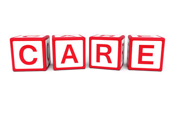 Care on cubes 3d render illustration