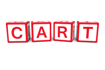 Cart on cubes 3d render illustration