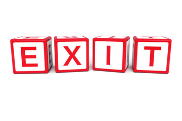 Exit on cubes 3d render illustration