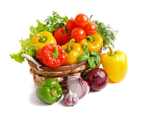 Fresh vegetables on the white background