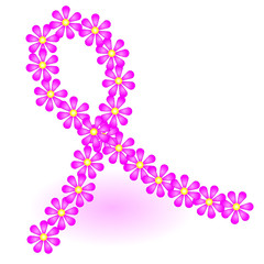 Breast cancer ribbon made of pink daisy flowers