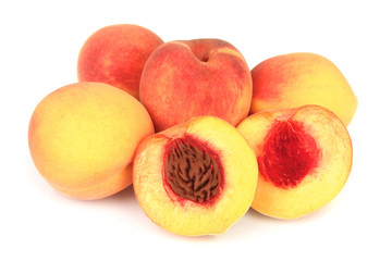 fresh peaches with a segment