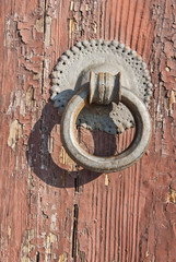 Door Pull on Weathered Wood in San Gimignano