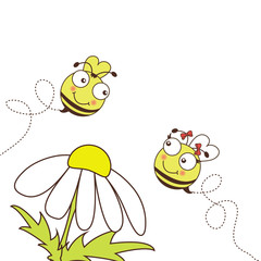 Beautiful postcard with bees and flower