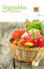 Fresh vegetables in wicker basket