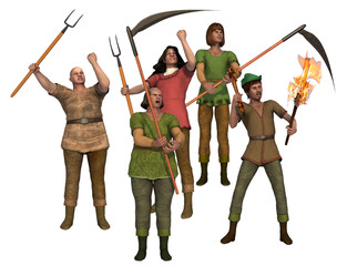 Angry villagers with pitchforks - obrazy, fototapety, plakaty