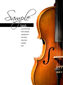 &Ecirc;Violin on white background (easy to remove the text)
