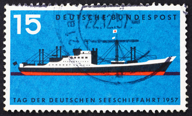 Postage stamp Germany 1957 Modern Passenger Freighter