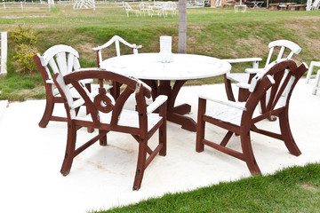 Vintage bench in a garden