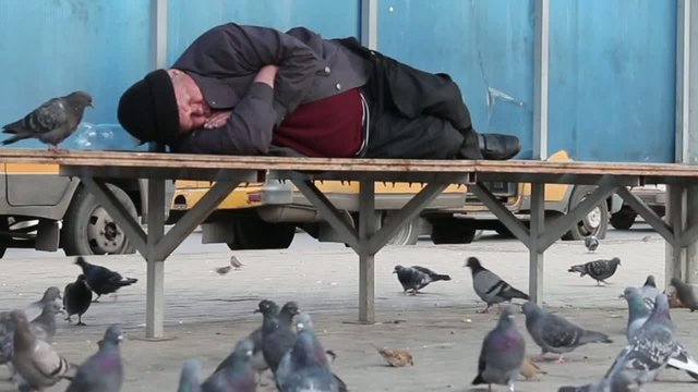 Homeless man sleeping