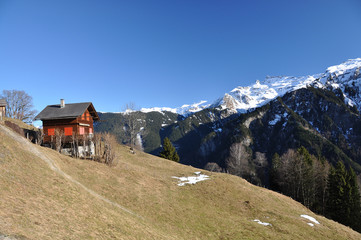 Fototapeta na wymiar Braunwald, słynny szwajcarski ośrodek narciarski
