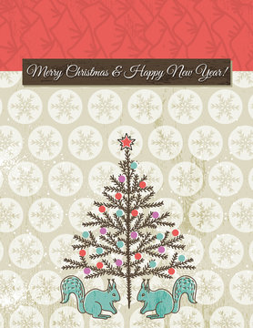 background with christmas tree, vector