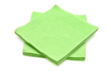 green napkins isolated on white background