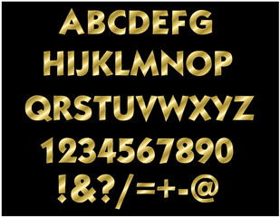 Buchstaben von A - Z in Gold
