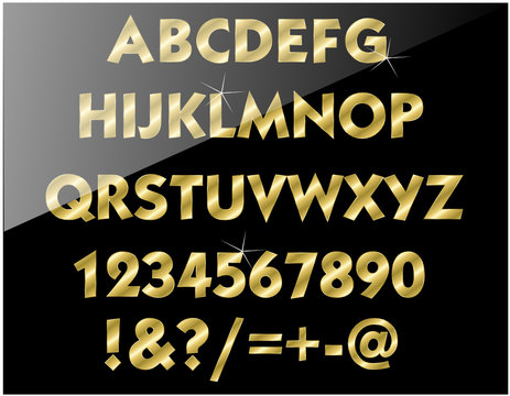 Buchstaben von A - Z in Gold