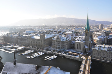 Fototapeta premium Winter view of Zurich, Switzerland