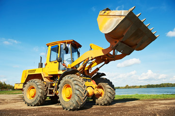 wheel loader excavator at work