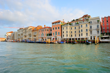 Palaces and gondolas on Grand Canal in Venice