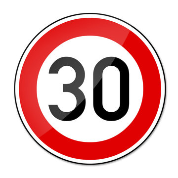 Verkehrsschild Geschwindigkeitsbegrenzung 30km/h