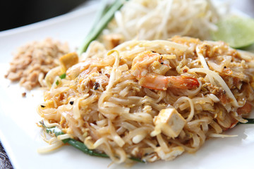 Thai food padthai fried noodle with shrimp