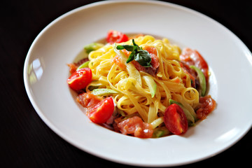 Tagliatelle with salmon