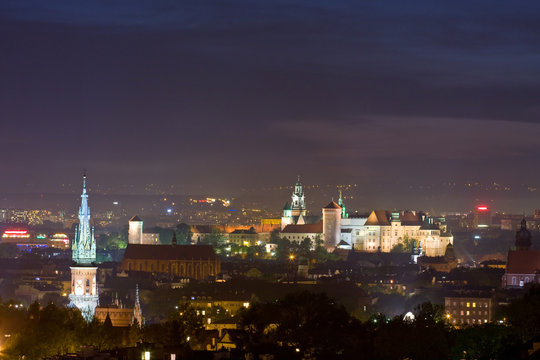 Fototapeta Night scene in Krakow, Poland