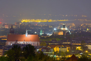 Night scene in Krakow, Poland