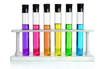 Colored Liquids in Six Test Tubes