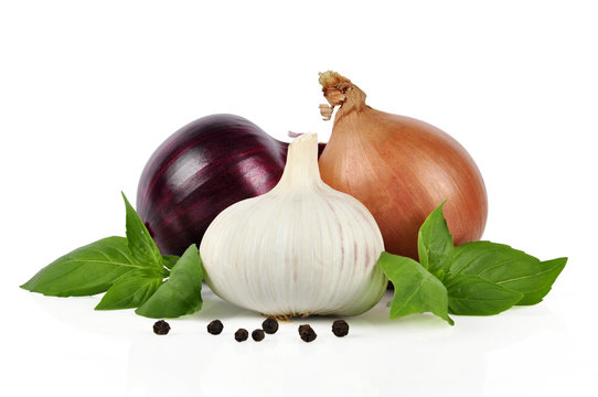 Onion, garlic, pepper