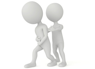 3d humanoid character with stomachache