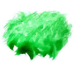 paint brush watercolor texture green stroke color isolated on wh