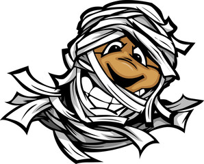 Happy Mummy Halloween Monster Head Cartoon Vector Illustration