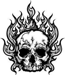 Obraz premium Flaming Skull Graphic Vector Image