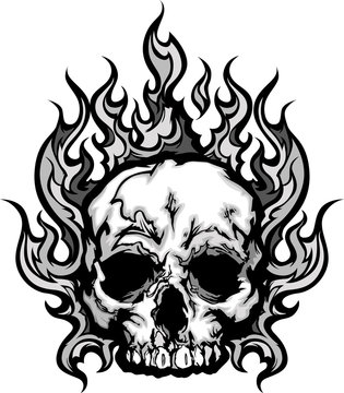Flaming Skull Graphic Vector Image